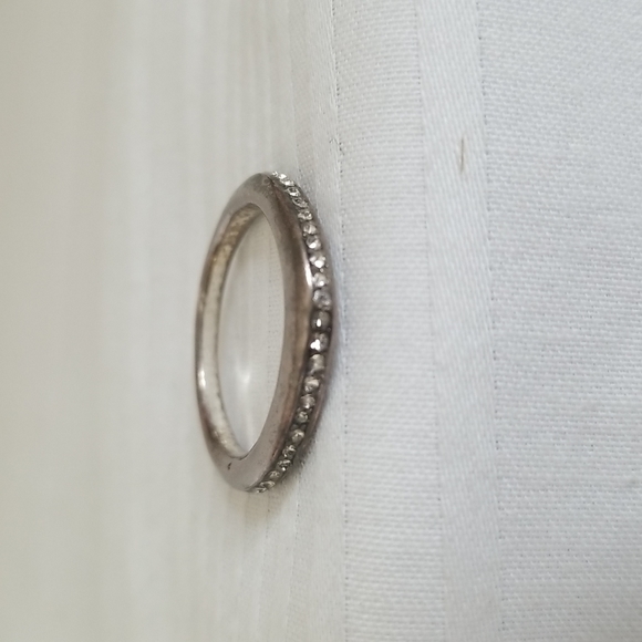 Jewelry | Vintage Silver Tiny Rhinestone Band Ring | Poshmark